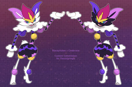 Commission for flaccidpringle - Cinderace x Blacephalon fusion